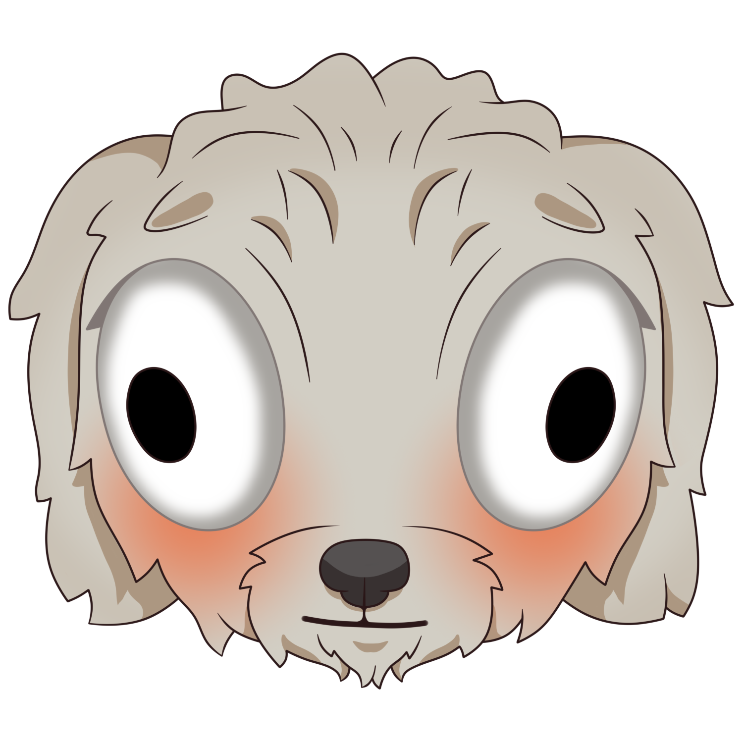 Close-up of a wide-eyed blushing Brodie face